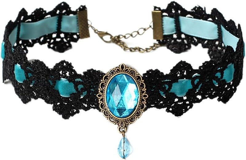 IS4U Gothic Lace Choker Necklace with Vintage Crystal Gems - Vampire Bat Design, Perfect for Halloween, Parties & Costumes - Image 1